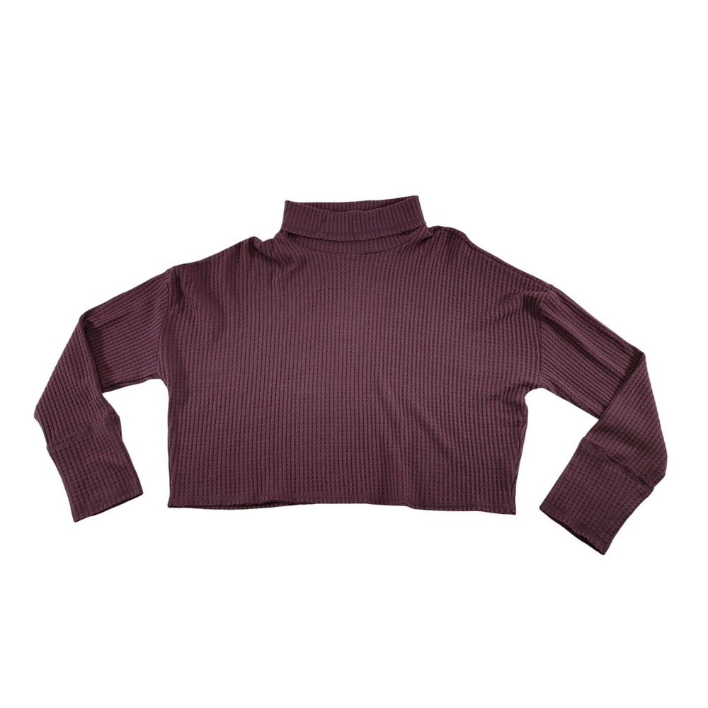 Wild Fable‎ Purple Waffle Knit Cropped Turtleneck Sweater Size L